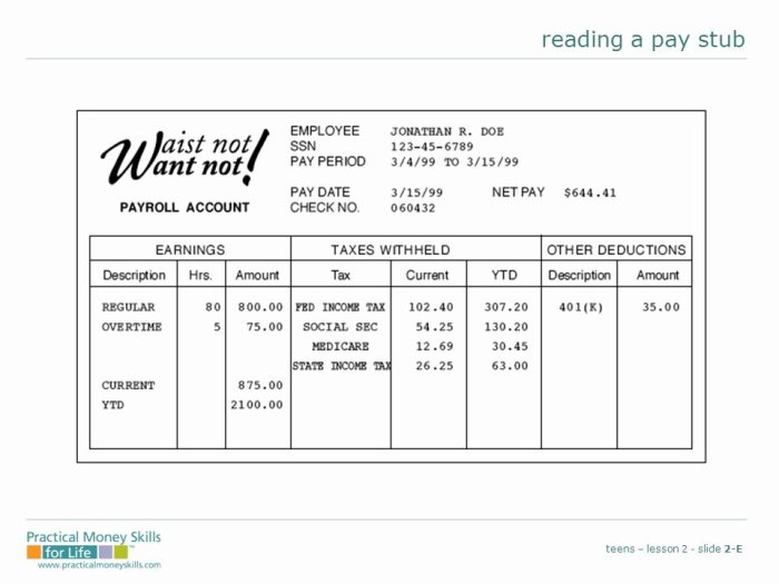 Fine print pay stub answer key